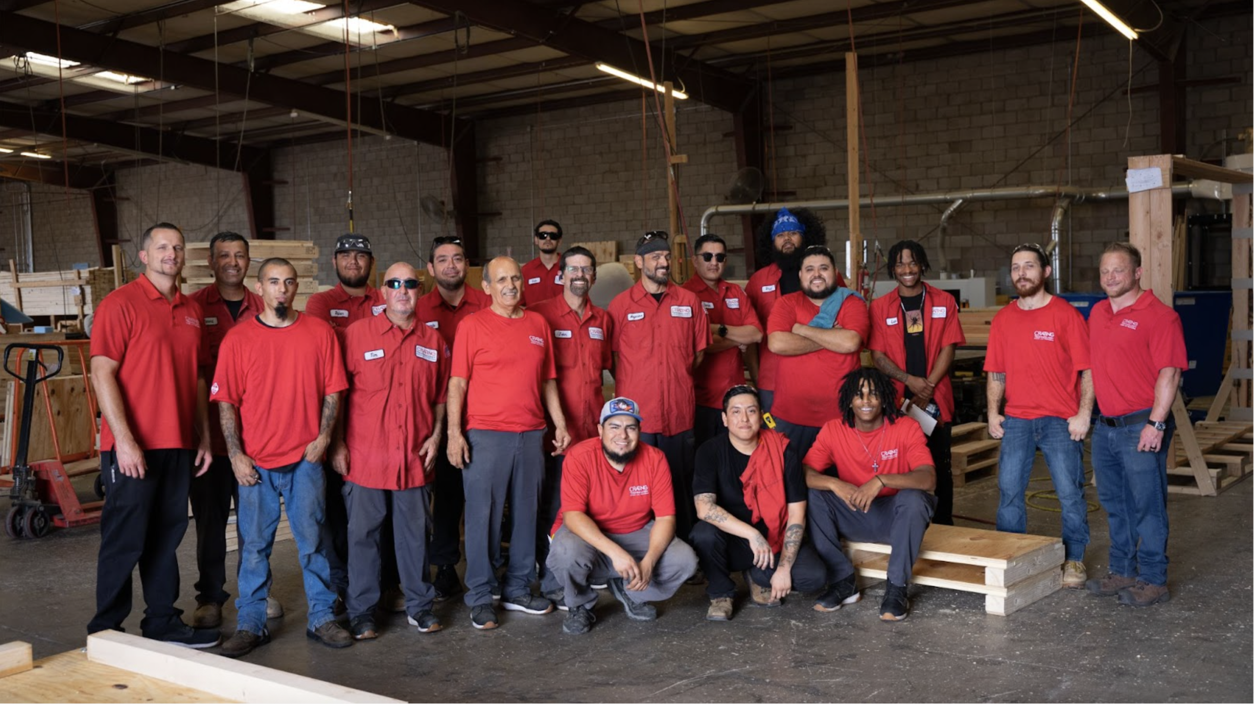 The Crating Technology team pictured inside the company's warehouse